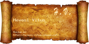 Hevesi Vitus névjegykártya